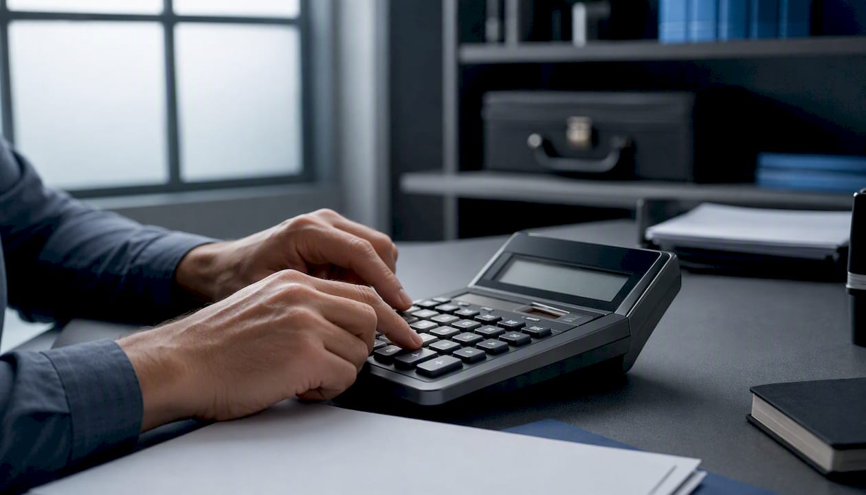 Hands reconciling finances with adding machine